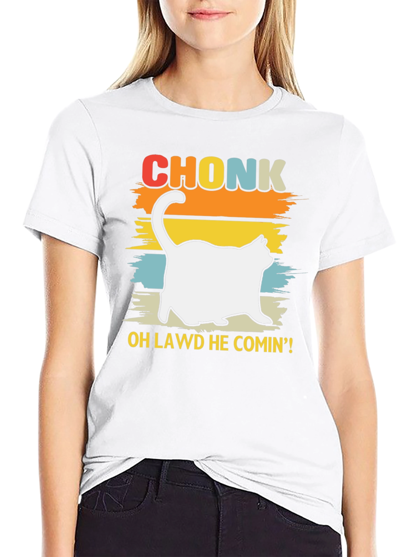 Chonk Cat T-Shirt - Oh Lawd He Comin!