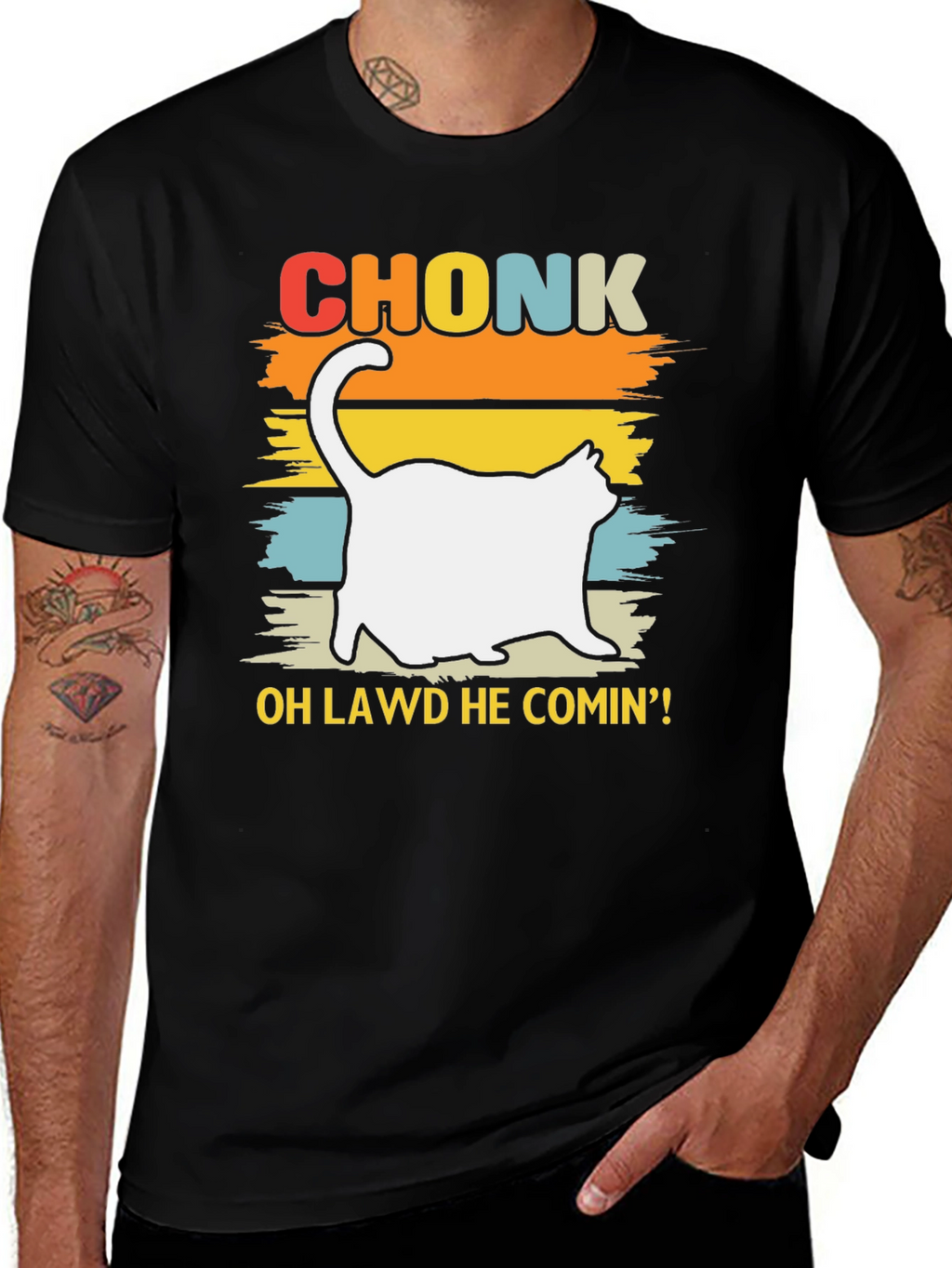 Chonk Cat T-Shirt - Oh Lawd He Comin!