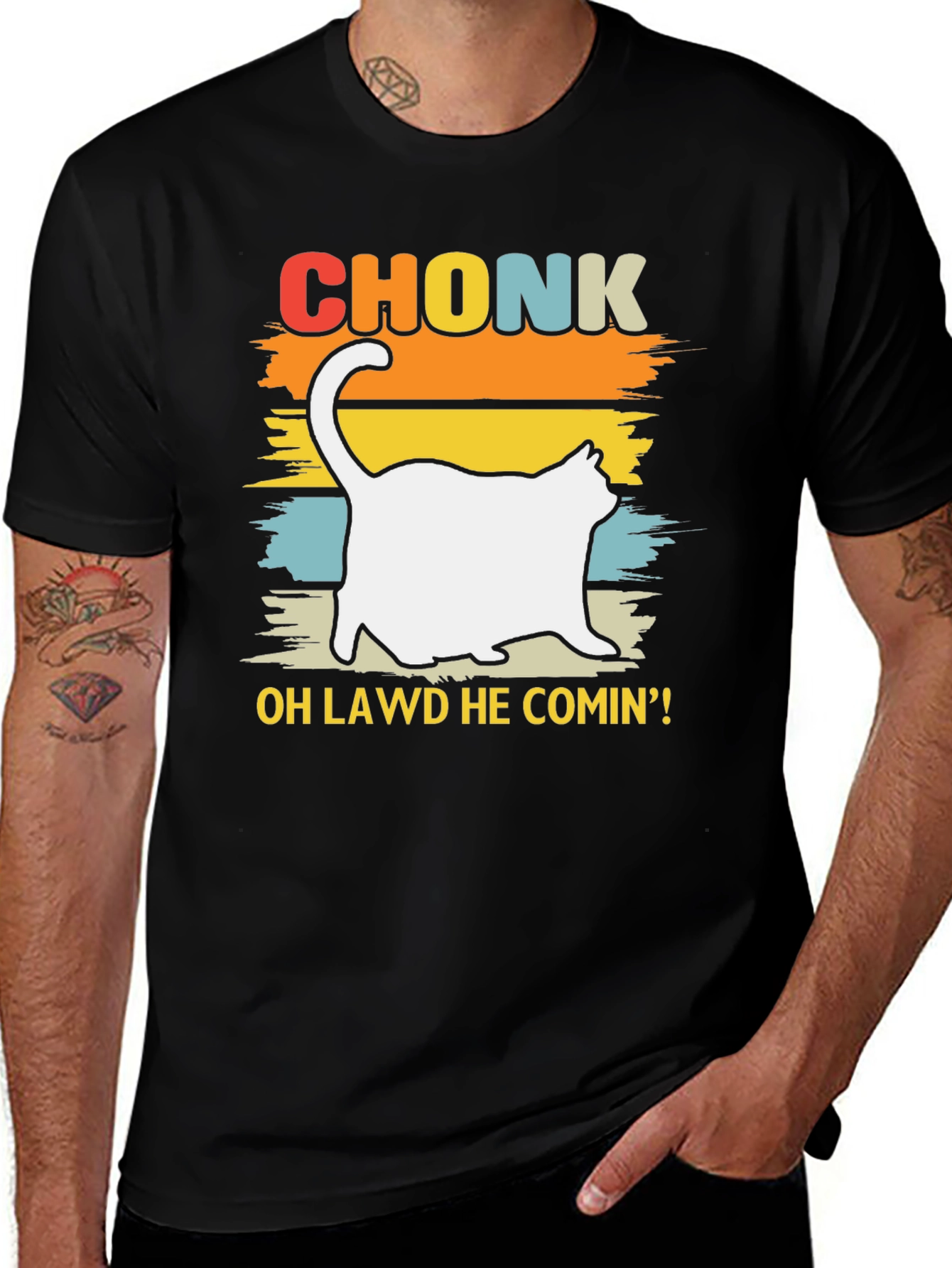 Chonk Cat T-Shirt - Oh Lawd He Comin!