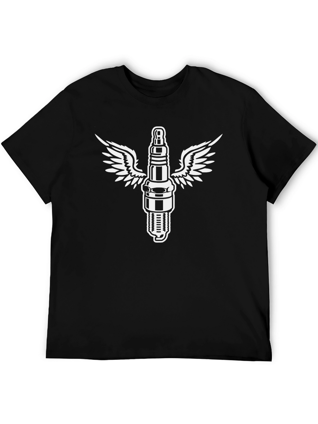 Winged Spark Plug Graphic T-Shirt - Black