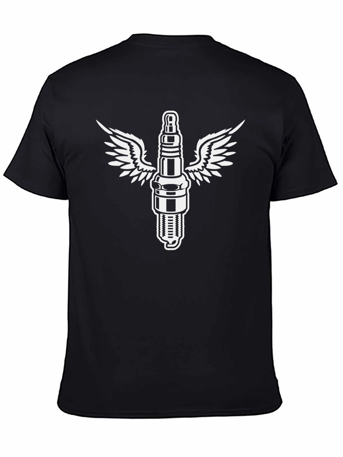 Winged Spark Plug Graphic T-Shirt - Black