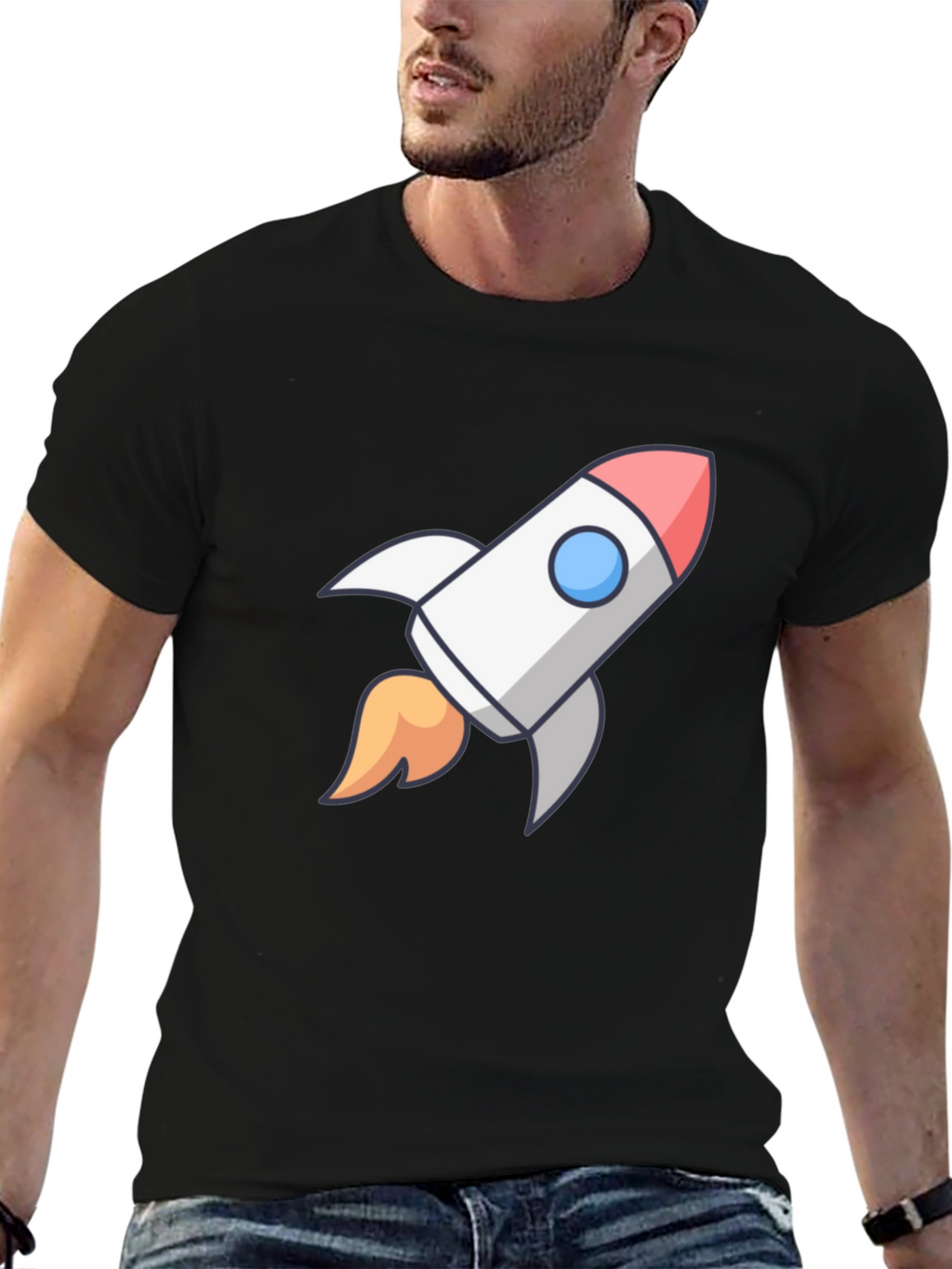 Rocket Graphic Black T-Shirt