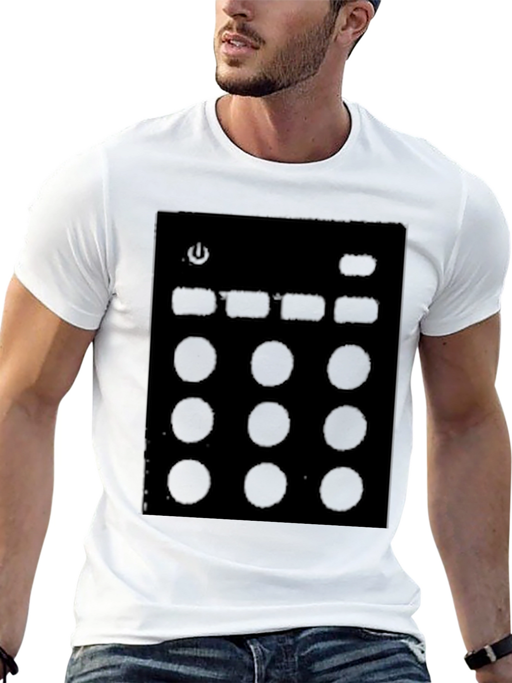 Black T-Shirt with Console Graphic