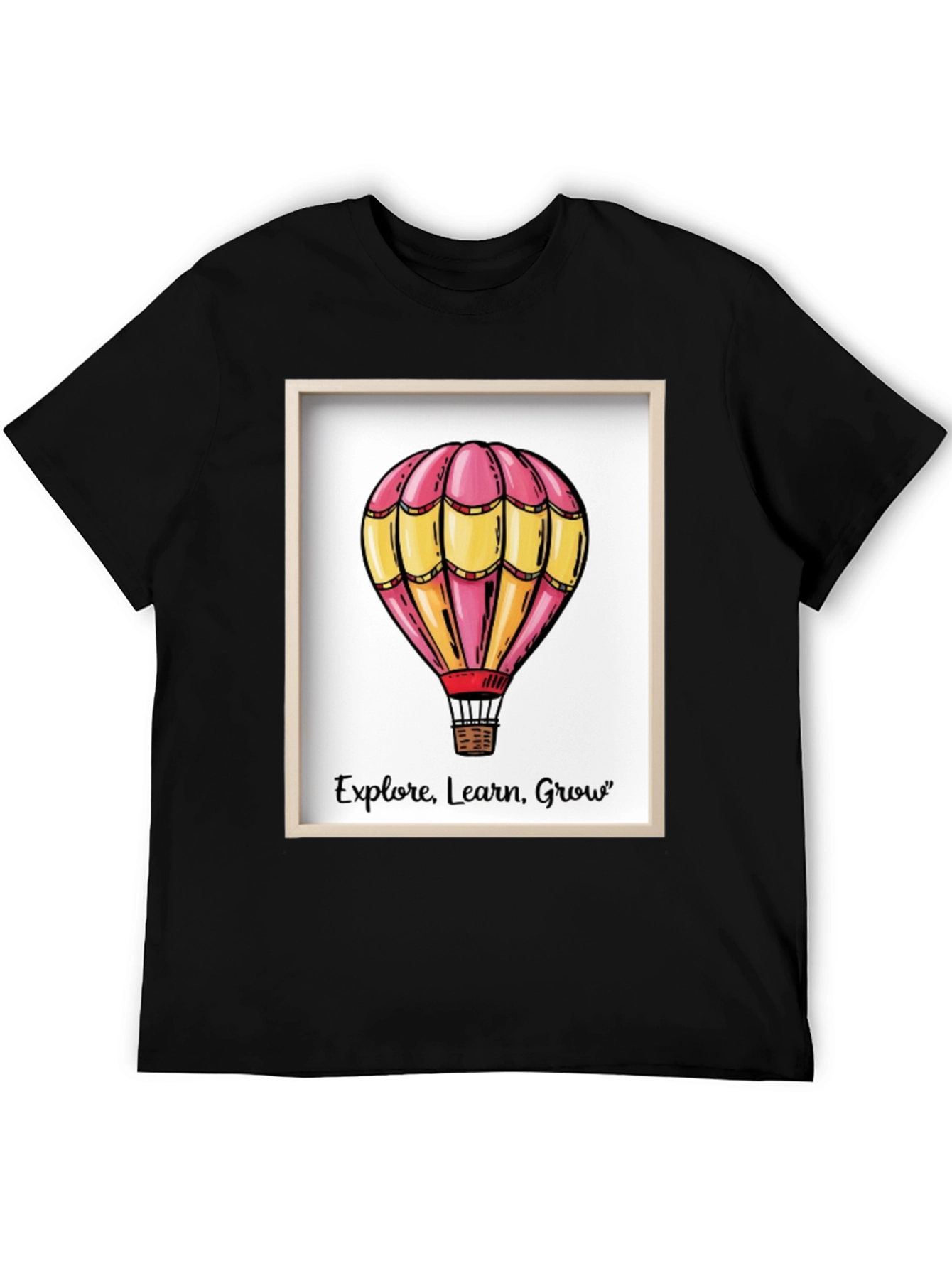 Explore Learn Grow T-Shirt with Hot Air Balloon Design
