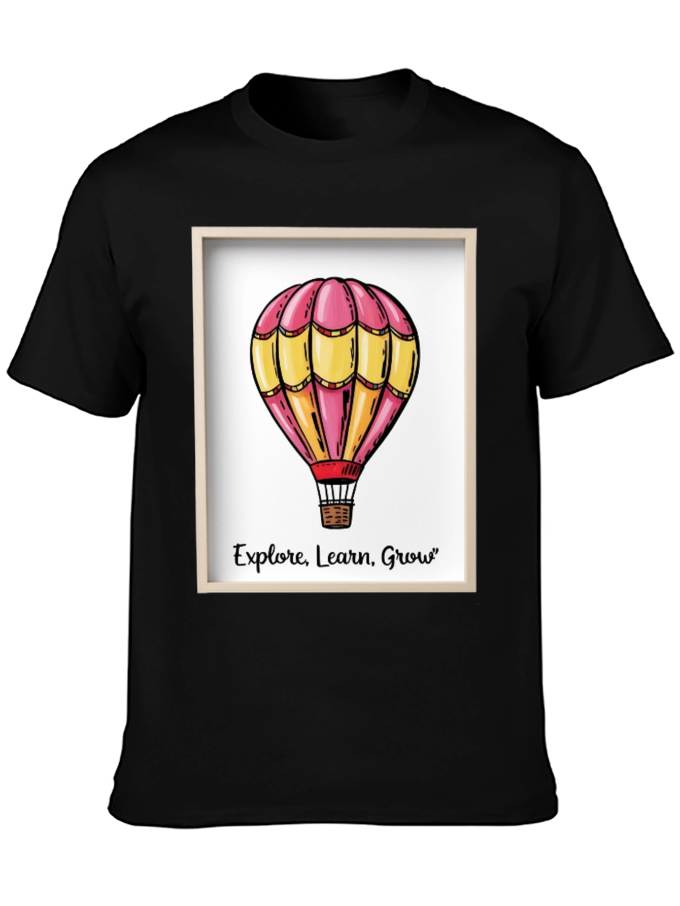 Explore Learn Grow T-Shirt with Hot Air Balloon Design