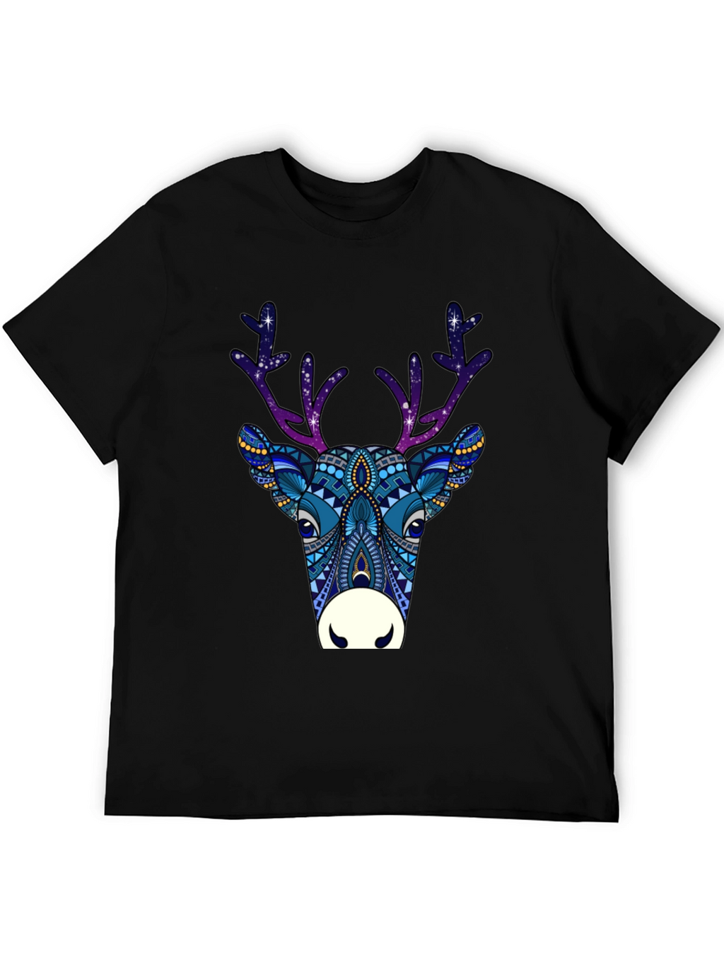 Abstract Deer Graphic Tee - Mens Black T-Shirt