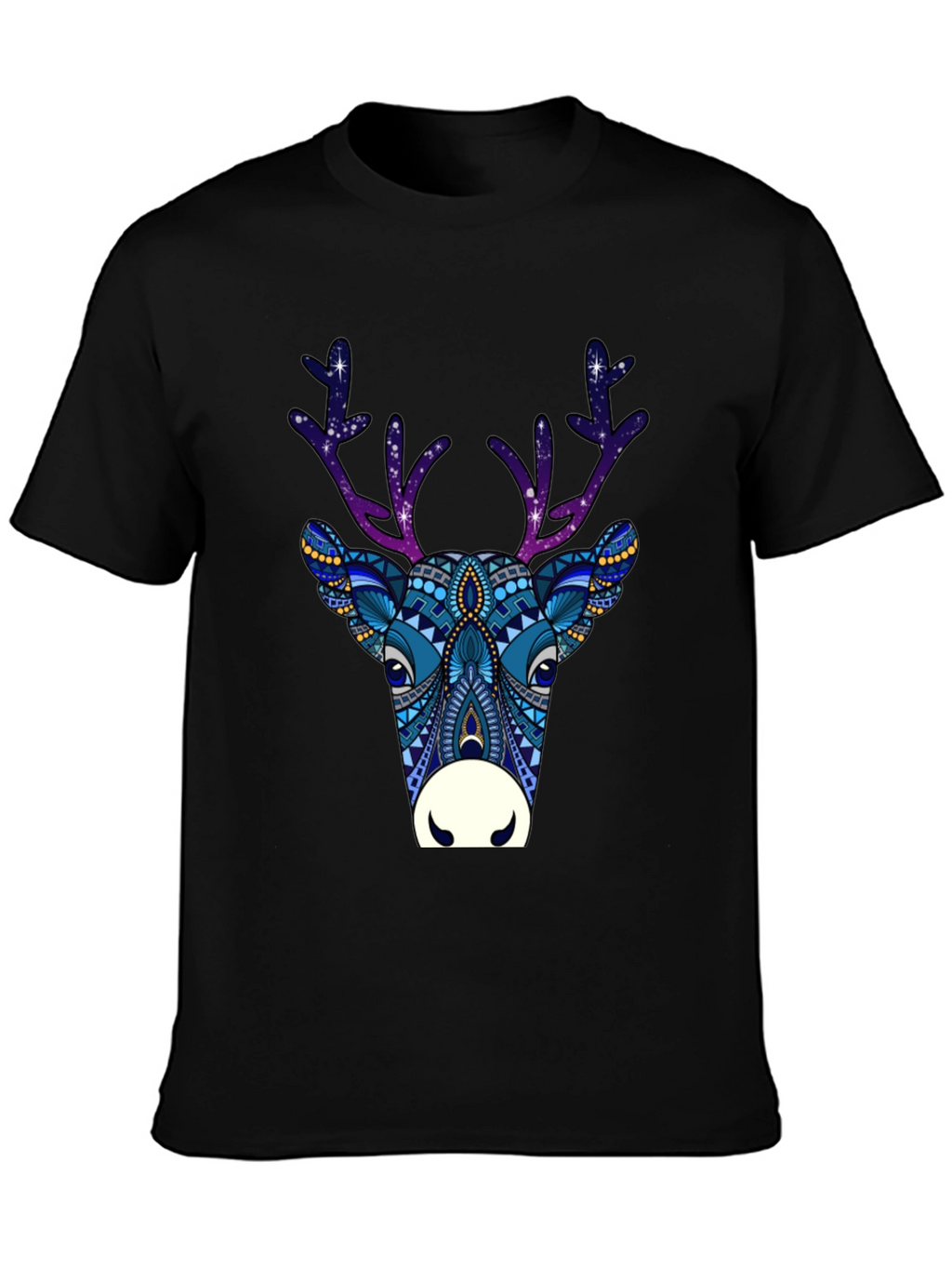 Abstract Deer Graphic Tee - Mens Black T-Shirt