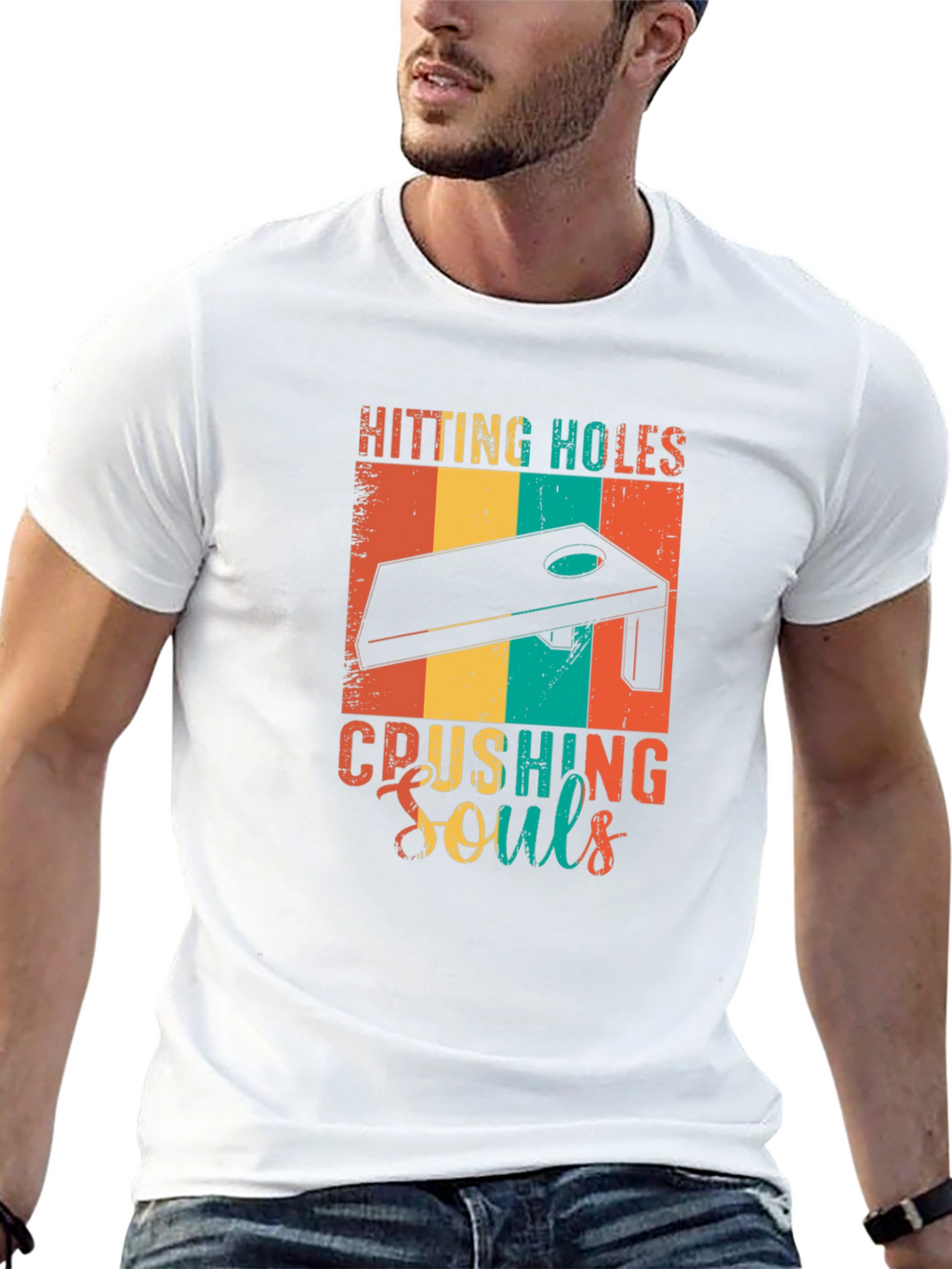 Hitting Holes Crushing Souls Cornhole T-Shirt