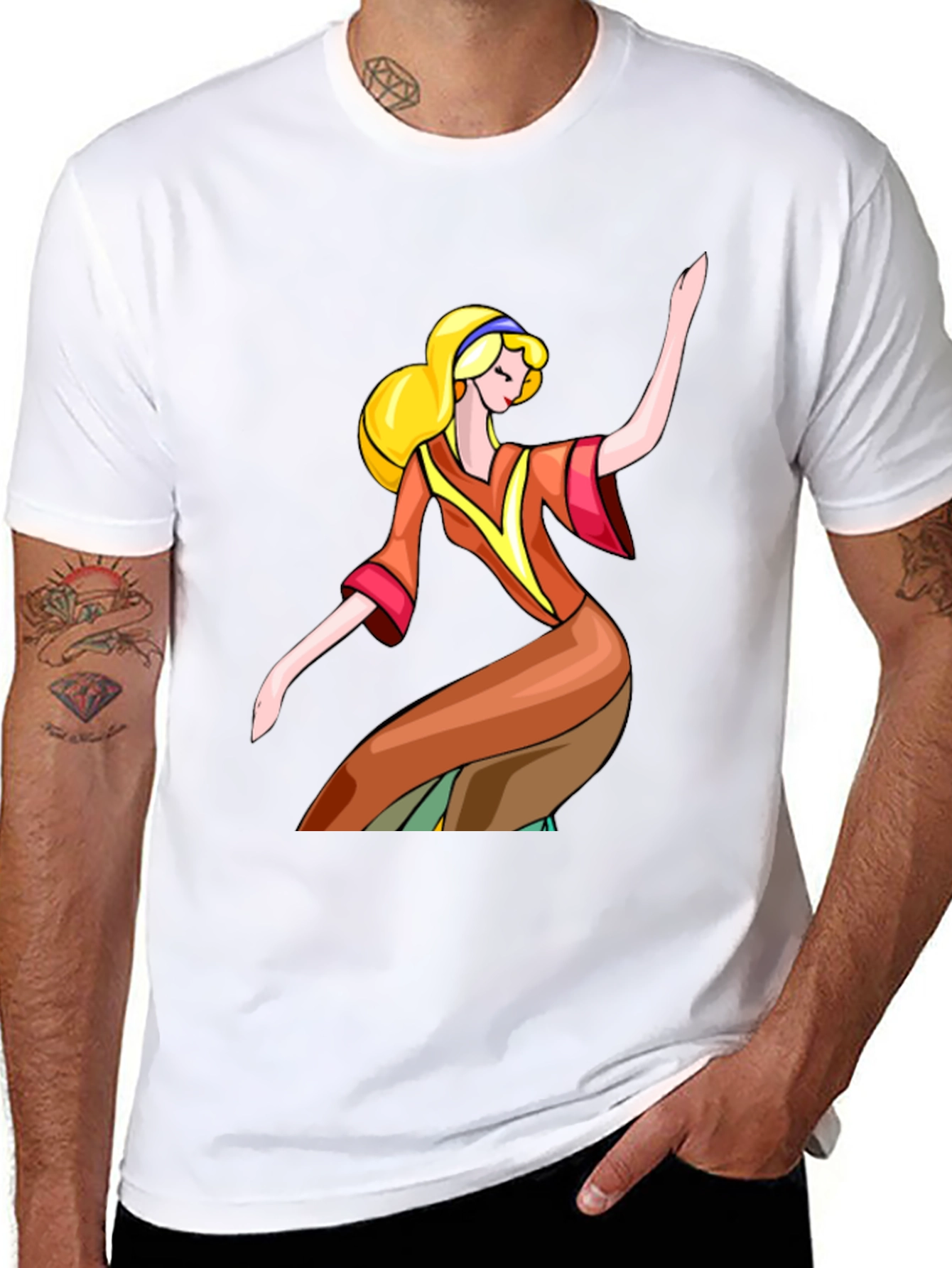 Retro Cartoon Girl Black T-Shirt