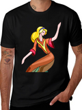 Retro Cartoon Girl Black T-Shirt