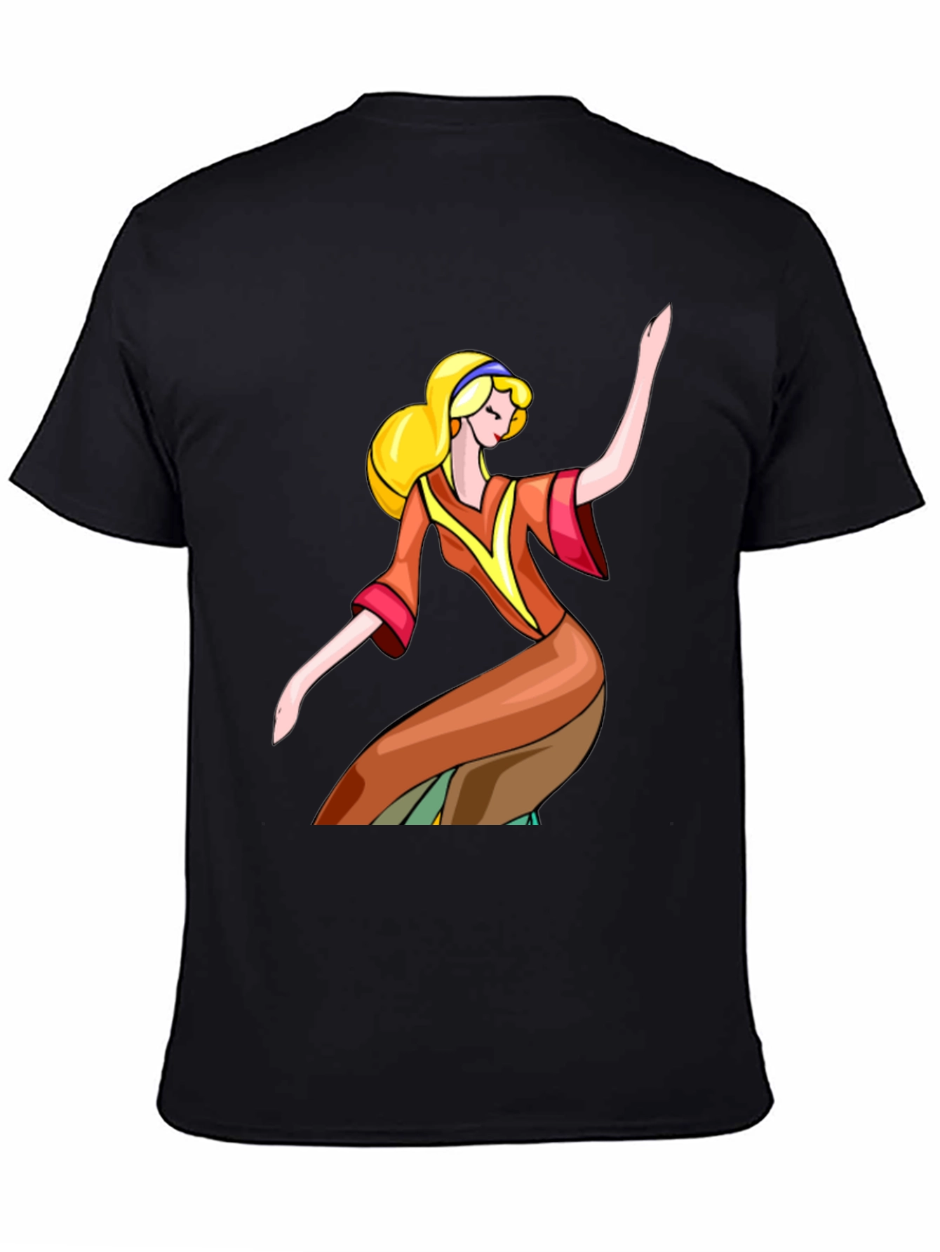 Retro Cartoon Girl Black T-Shirt