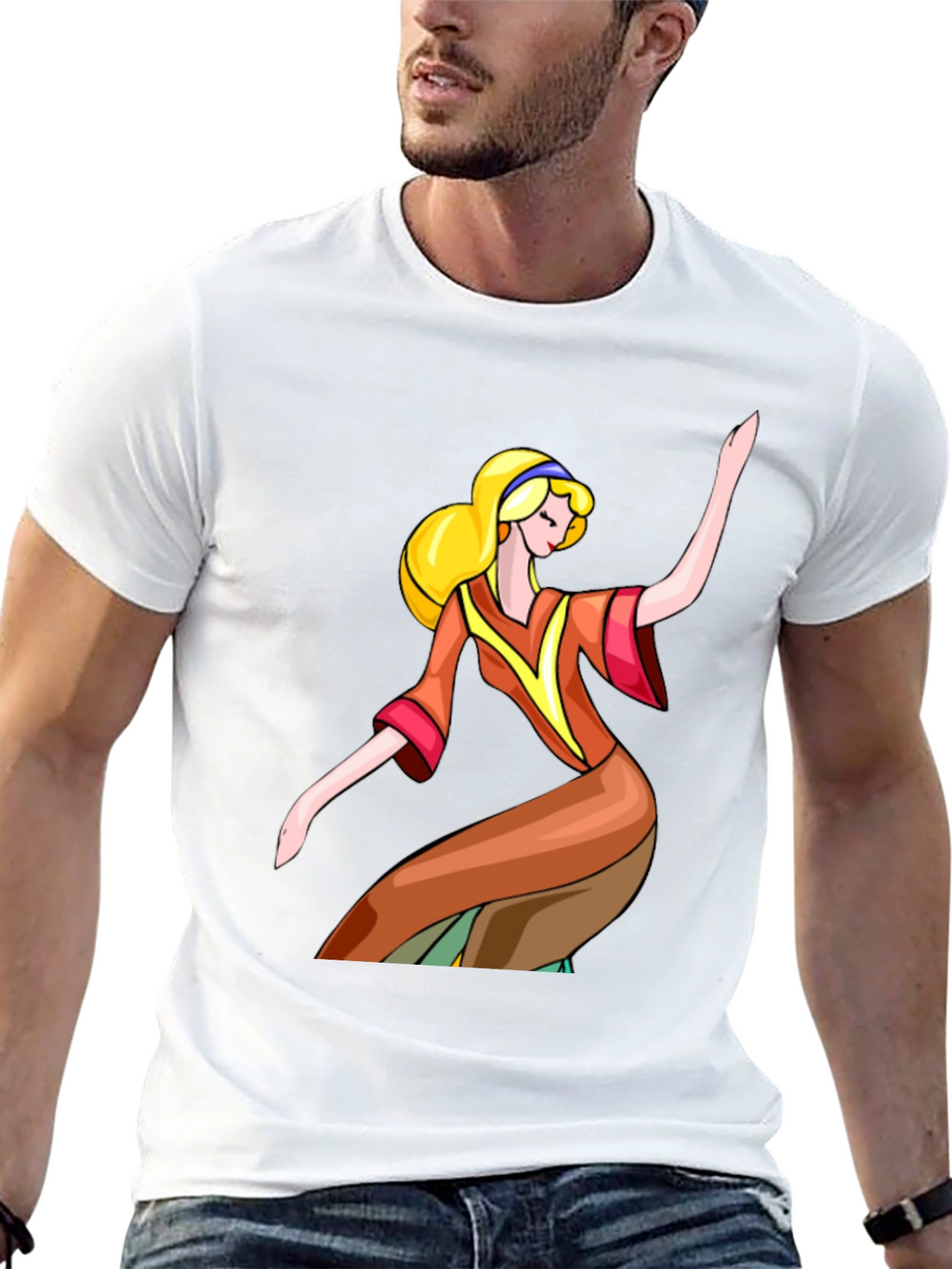Retro Cartoon Girl Black T-Shirt