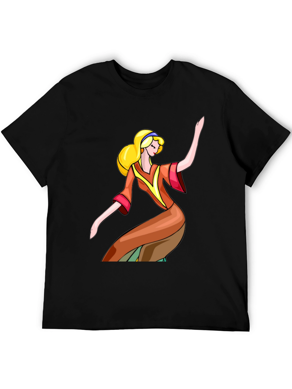 Retro Cartoon Girl Black T-Shirt