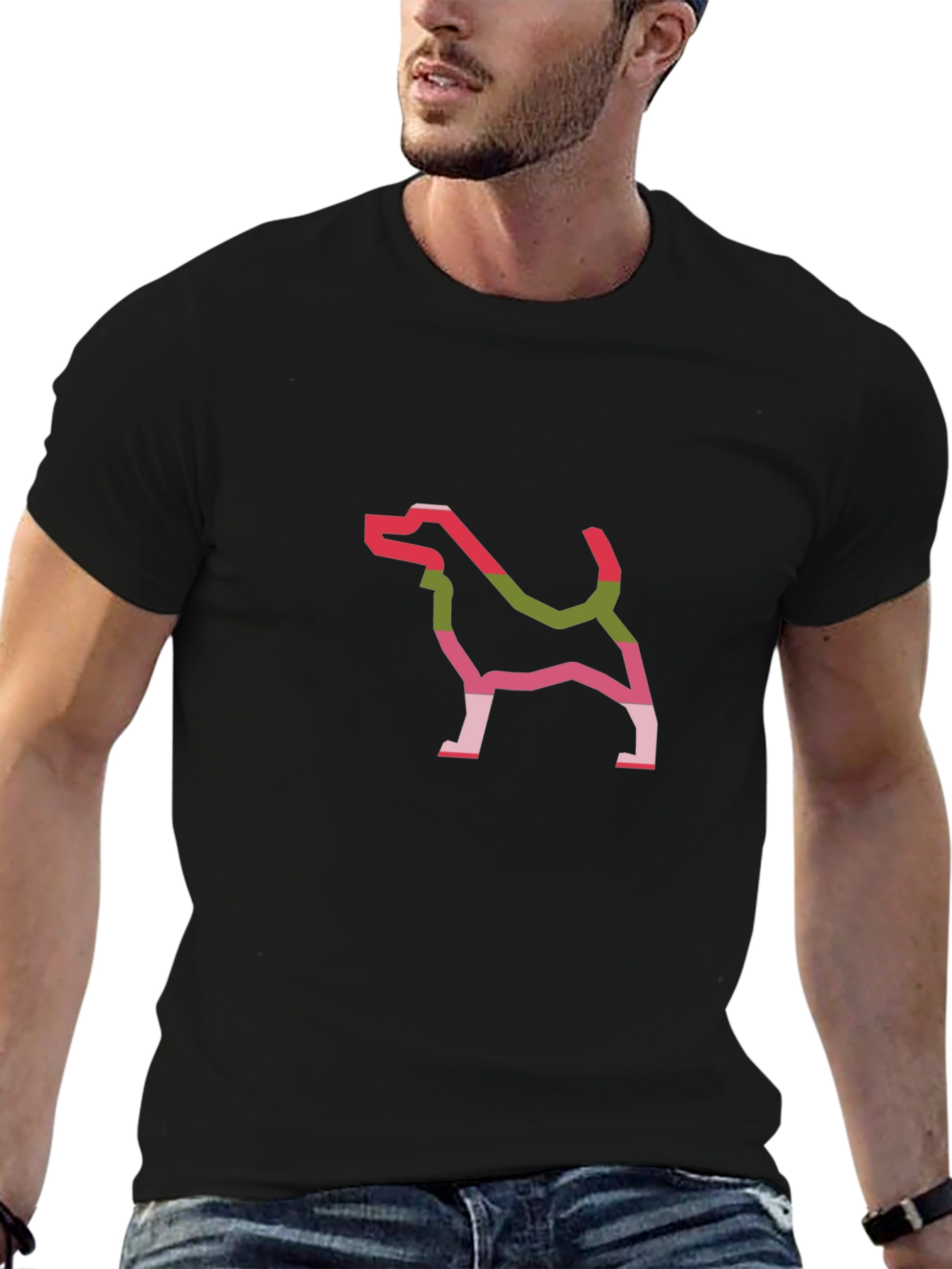 Dog Outline Graphic Tee - Black
