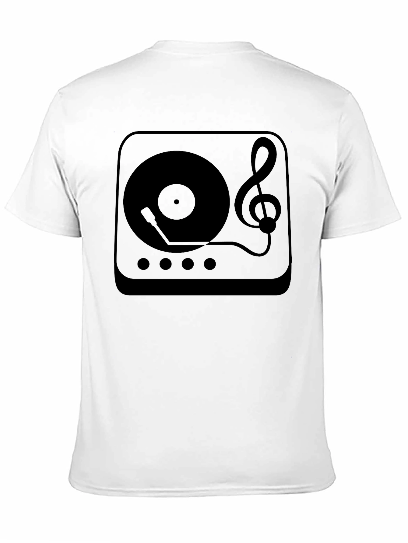 Retro Music T-Shirt - Turntable & Treble Clef Design
