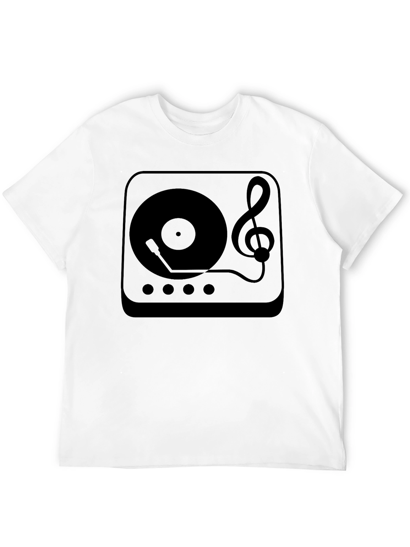 Retro Music T-Shirt - Turntable & Treble Clef Design