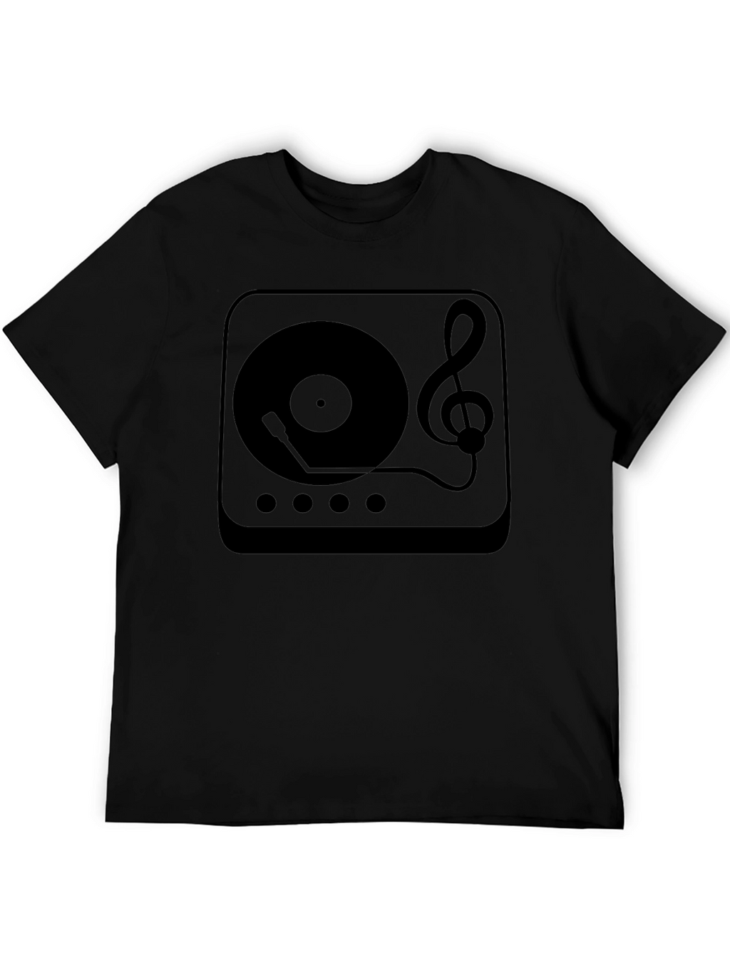 Retro Music T-Shirt - Turntable & Treble Clef Design