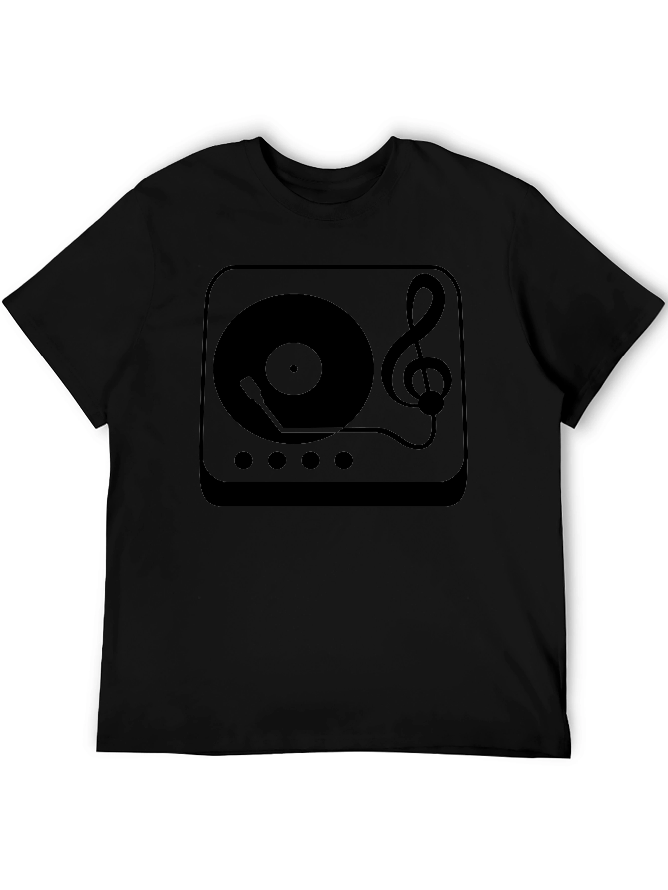 Retro Music T-Shirt - Turntable & Treble Clef Design