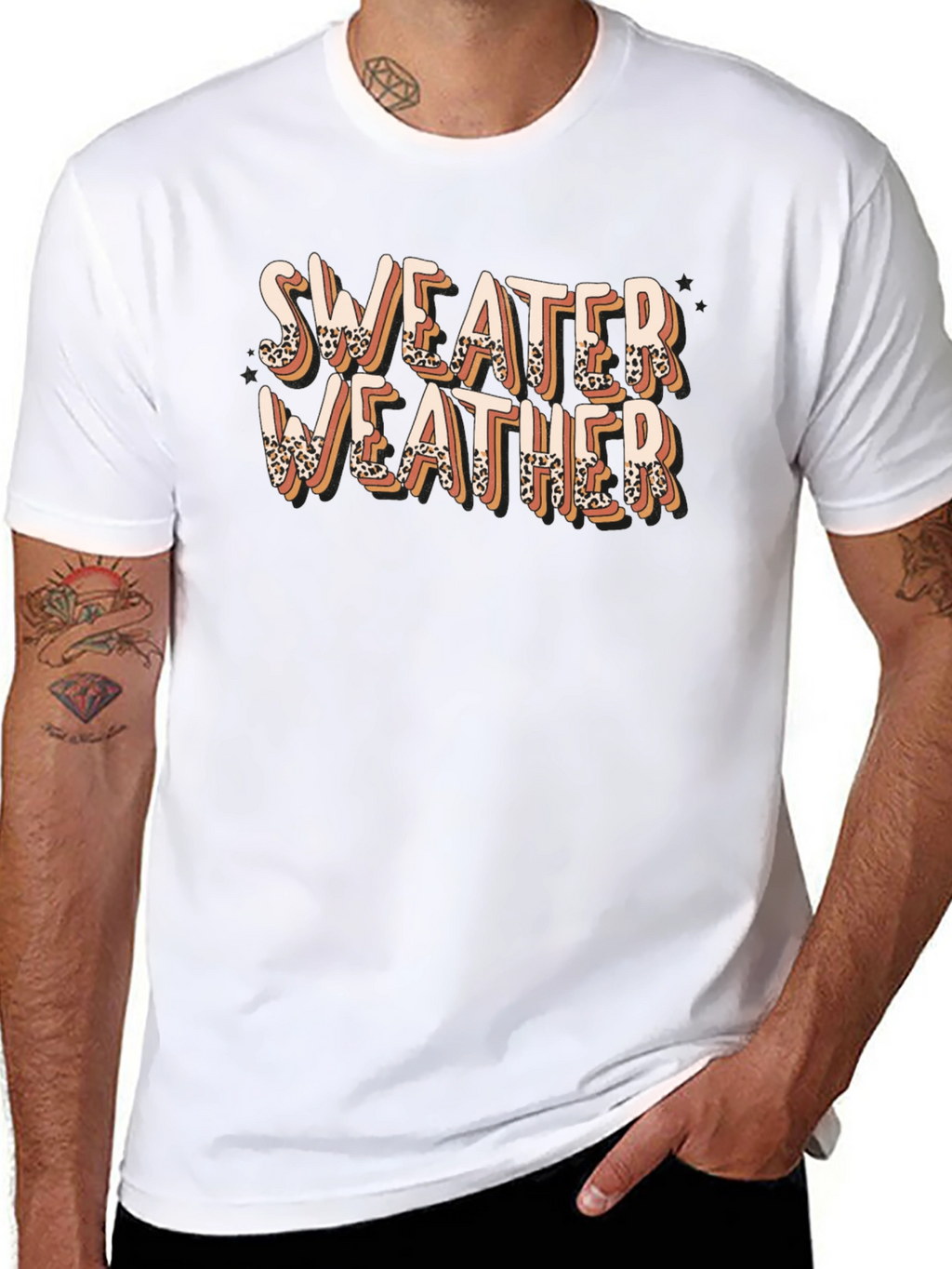 Sweater Weather Graphic Tee - Leopard Print Design