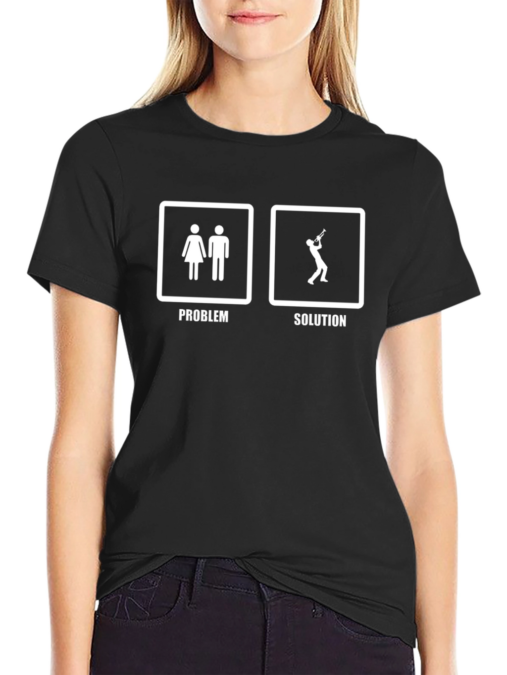 Problem Solution Trumpet Player Graphic Tee - Black