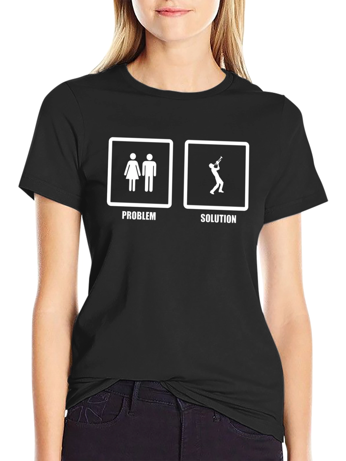 Problem Solution Trumpet Player Graphic Tee - Black