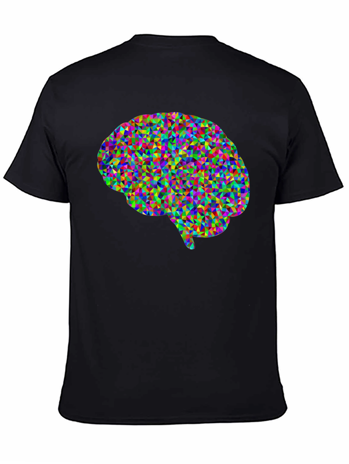 Colorful Brain Graphic T-Shirt - Black Cotton Tee