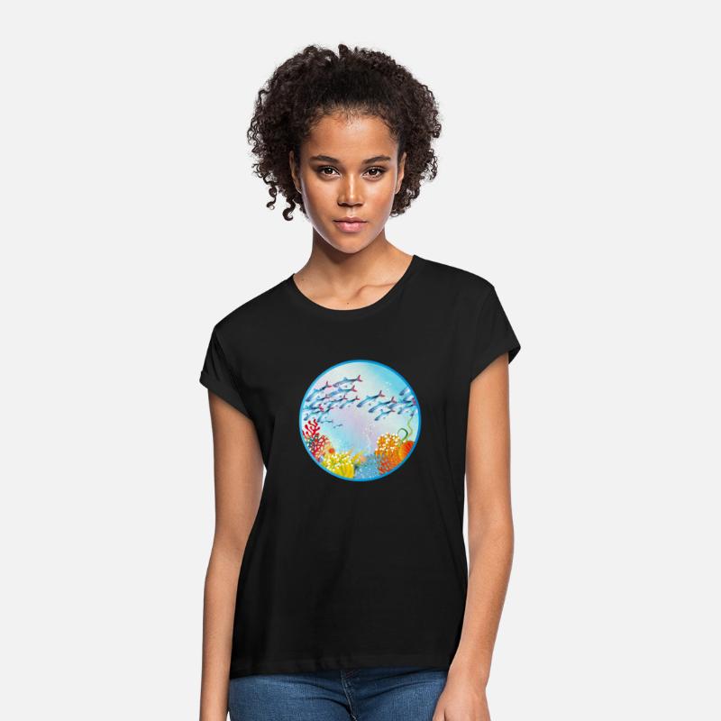 School of colorful fish in a coral reef