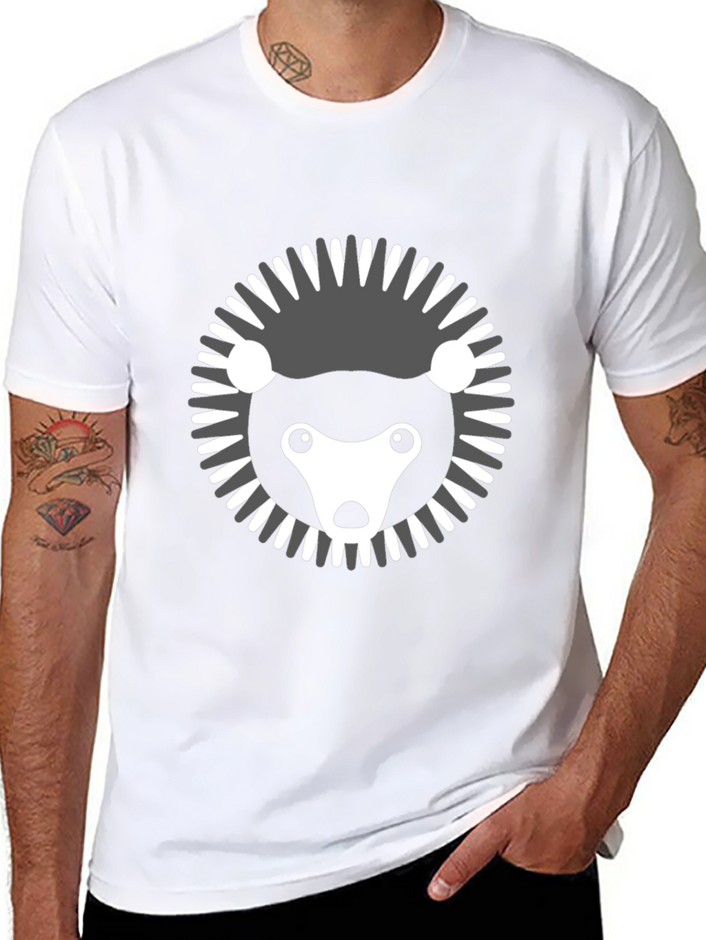 Modern Hedgehog Graphic Tee - Black