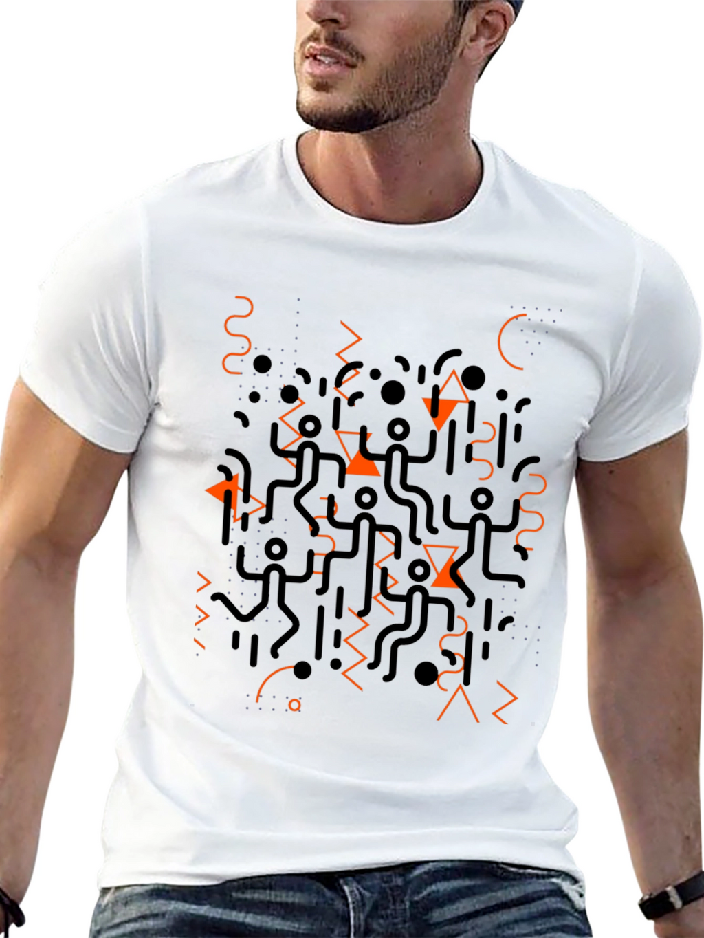 Abstract Geometric Print T-Shirt - Modern Design