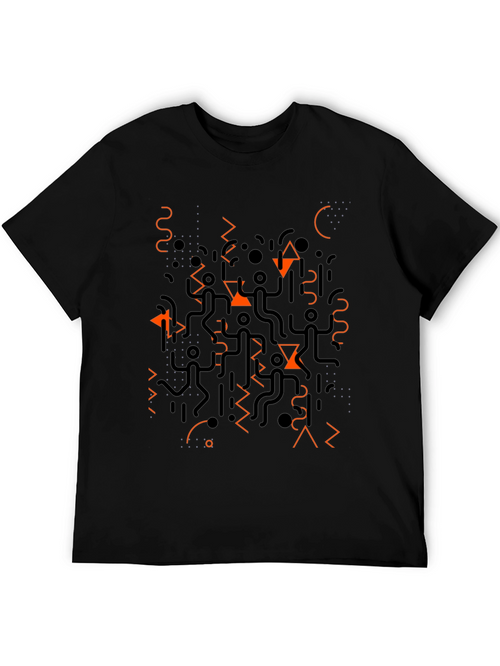 Abstract Geometric Print T-Shirt - Modern Design