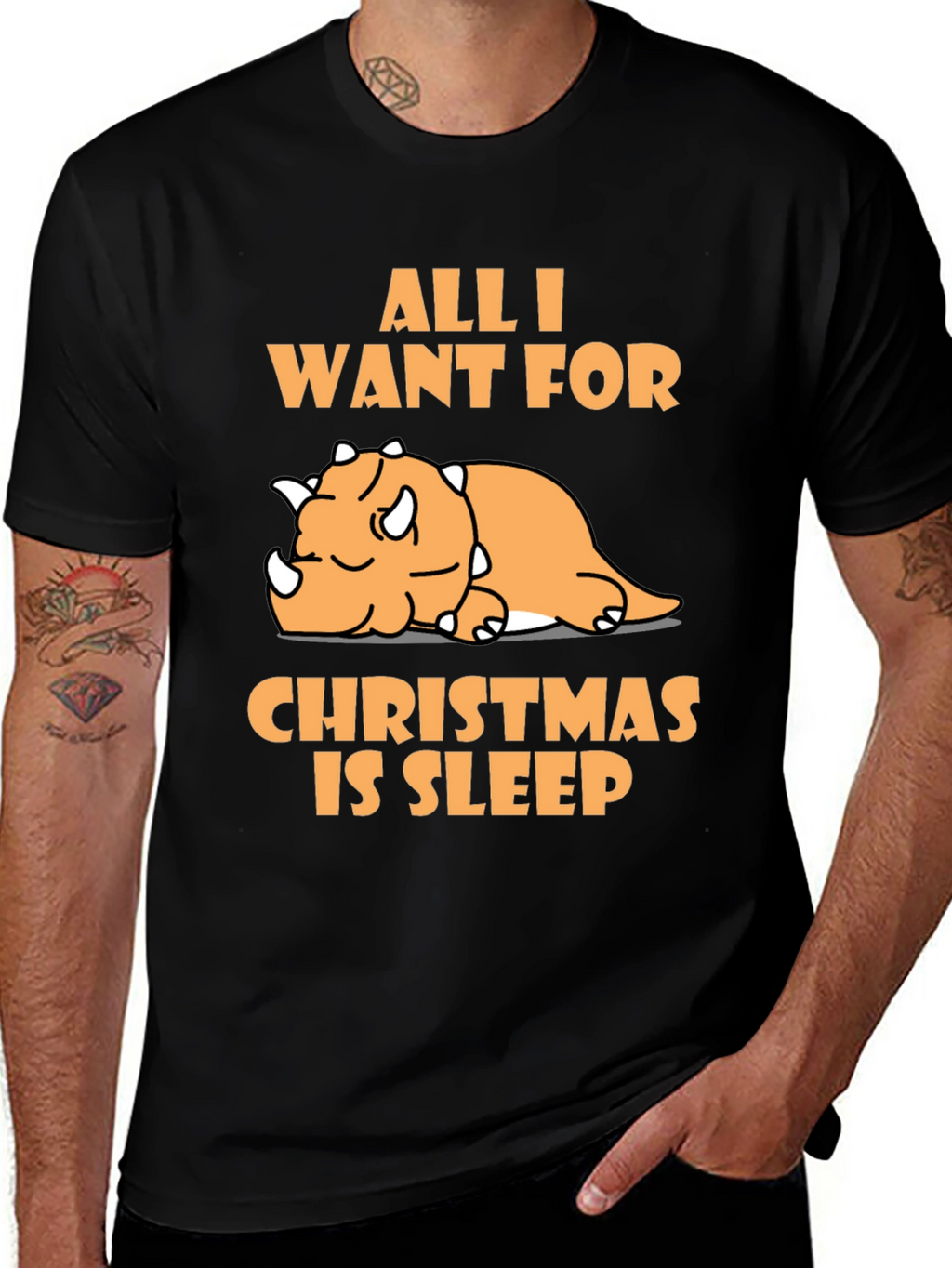 Sleepy Dino Christmas T-Shirt