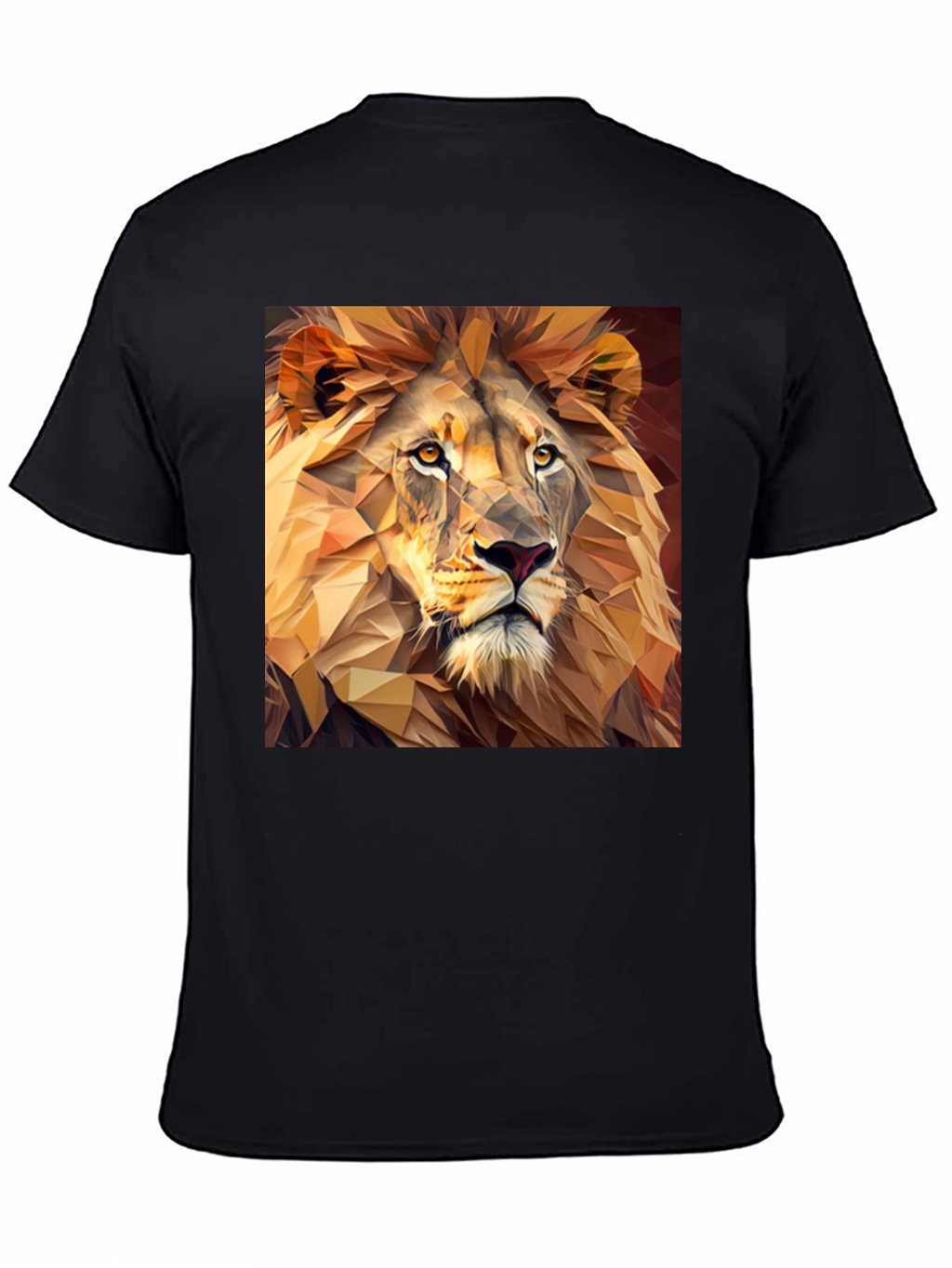 Geometric Lion Print Black T-Shirt