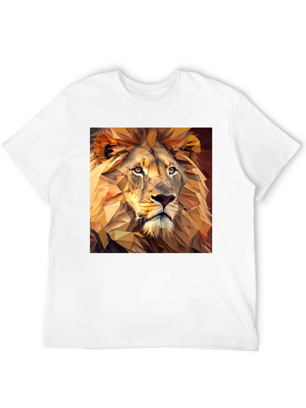 Geometric Lion Print Black T-Shirt