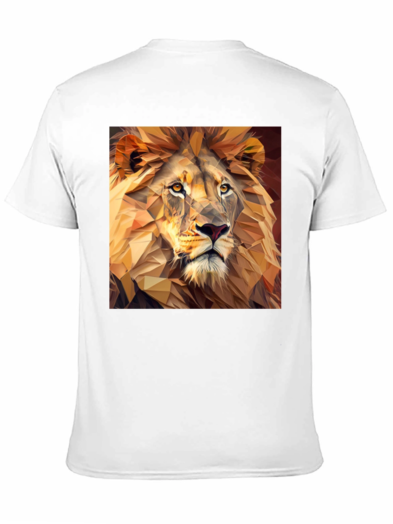Geometric Lion Print Black T-Shirt