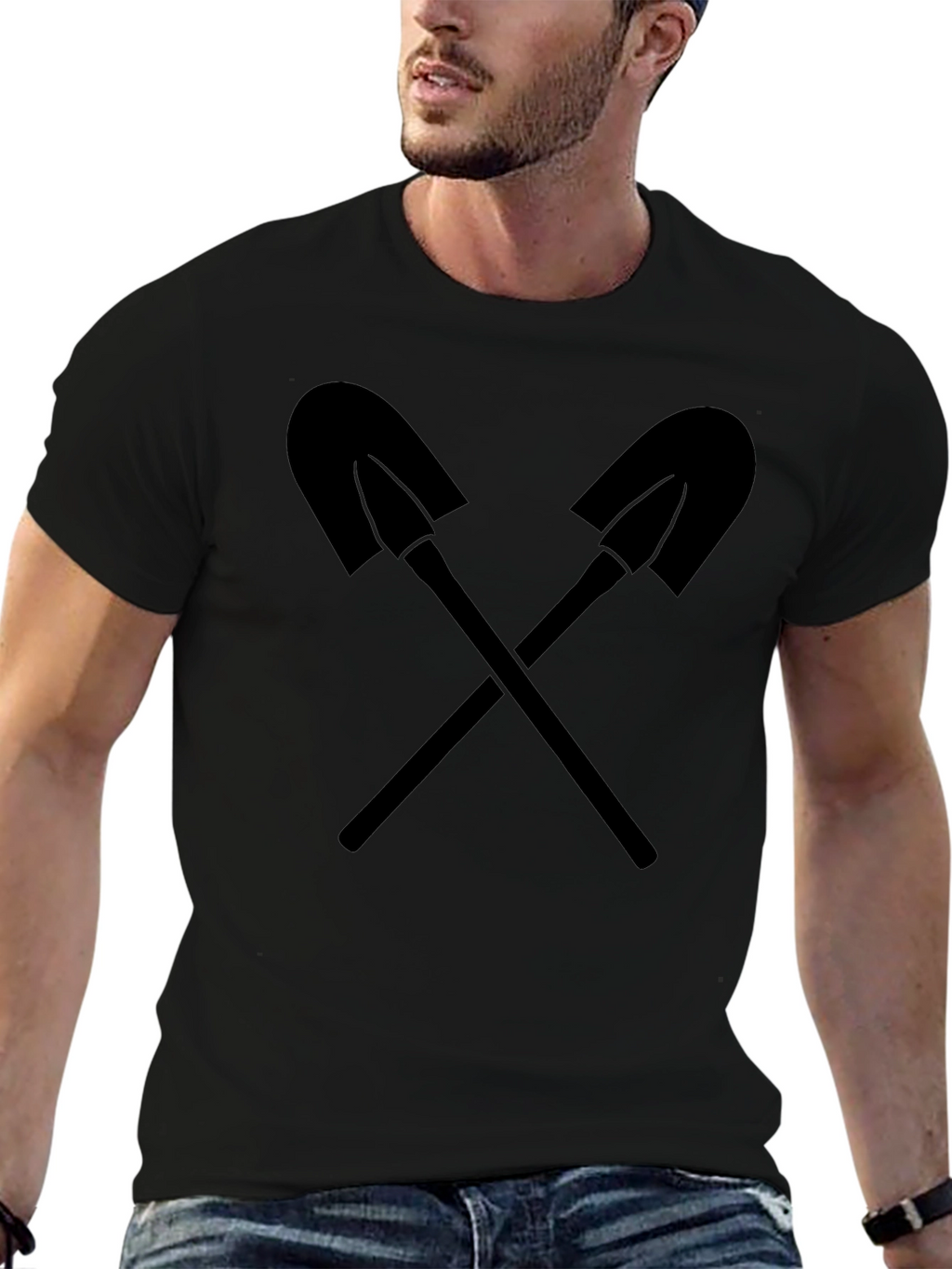 Crossed Shovels Graphic Tee - Black