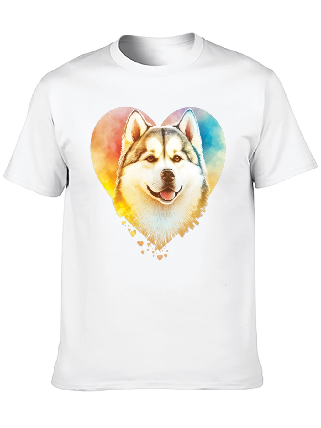 Watercolor Husky Heart T-Shirt – Colorful Dog Lover Graphic Tee