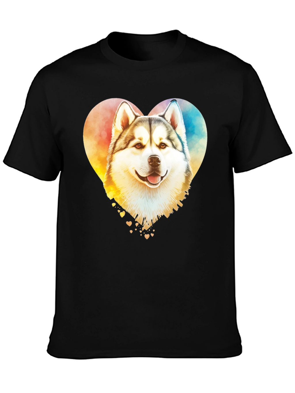 Watercolor Husky Heart T-Shirt – Colorful Dog Lover Graphic Tee