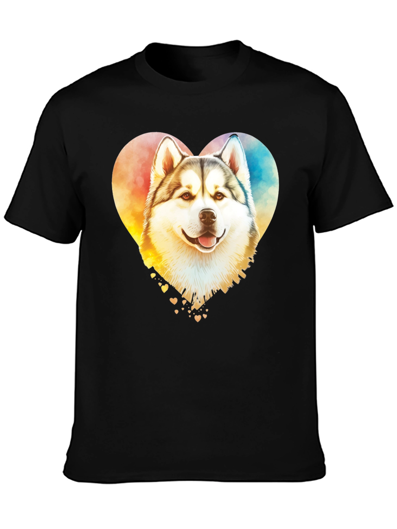 Watercolor Husky Heart T-Shirt – Colorful Dog Lover Graphic Tee