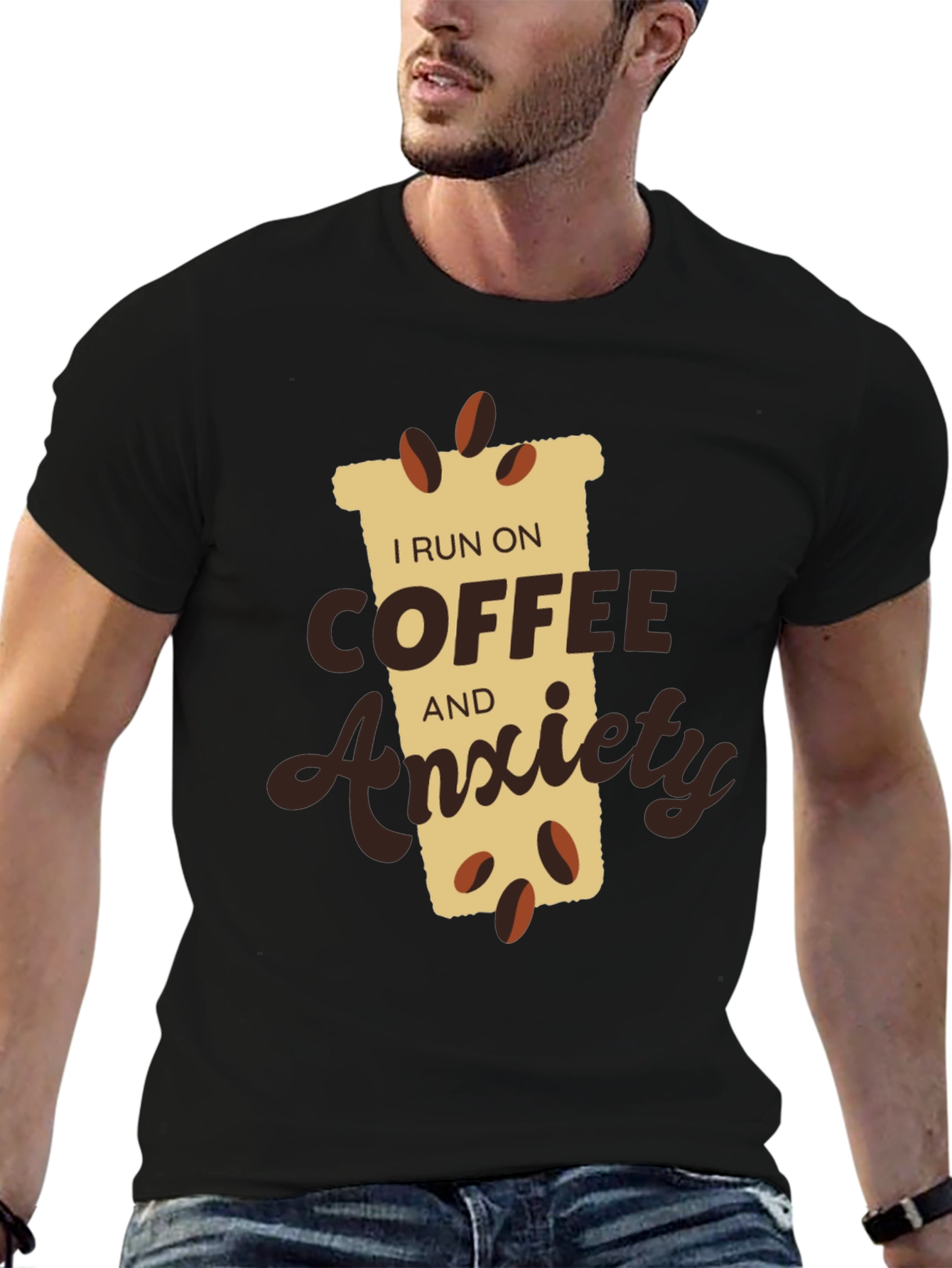 I Run on Coffee and Anxiety T-Shirt - Funny Slogan Tee
