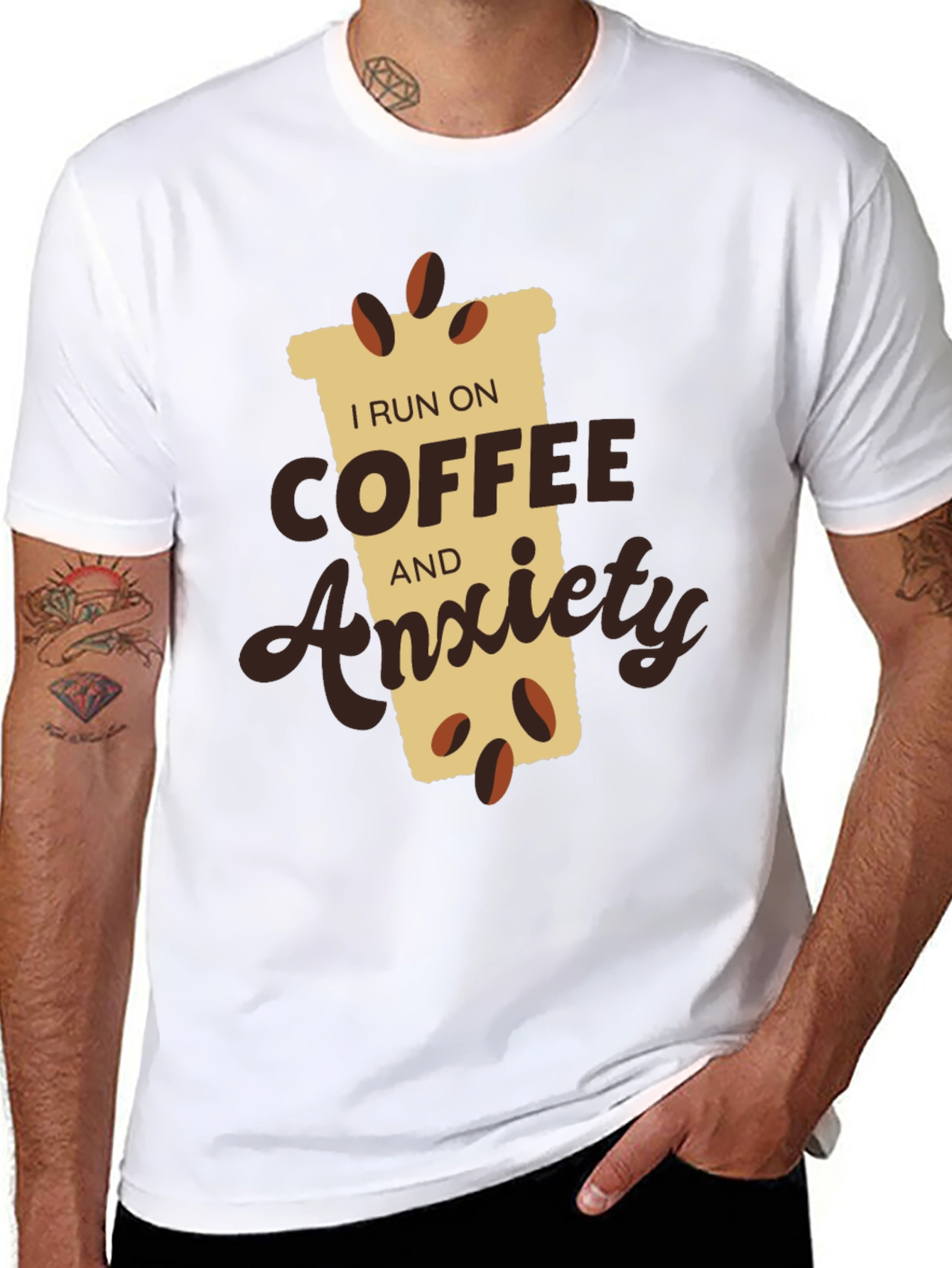 I Run on Coffee and Anxiety T-Shirt - Funny Slogan Tee