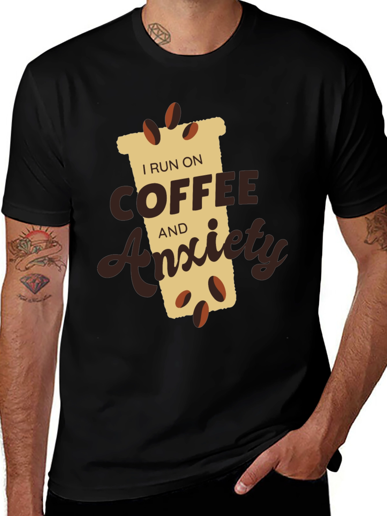 I Run on Coffee and Anxiety T-Shirt - Funny Slogan Tee