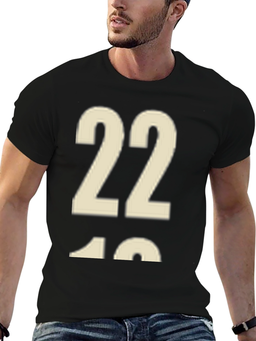 Black T-shirt with Number 22 Graphic Print