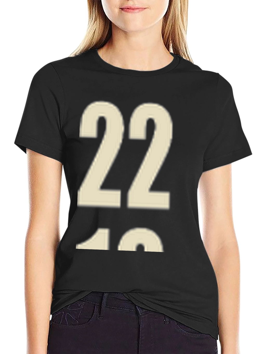 Black T-shirt with Number 22 Graphic Print