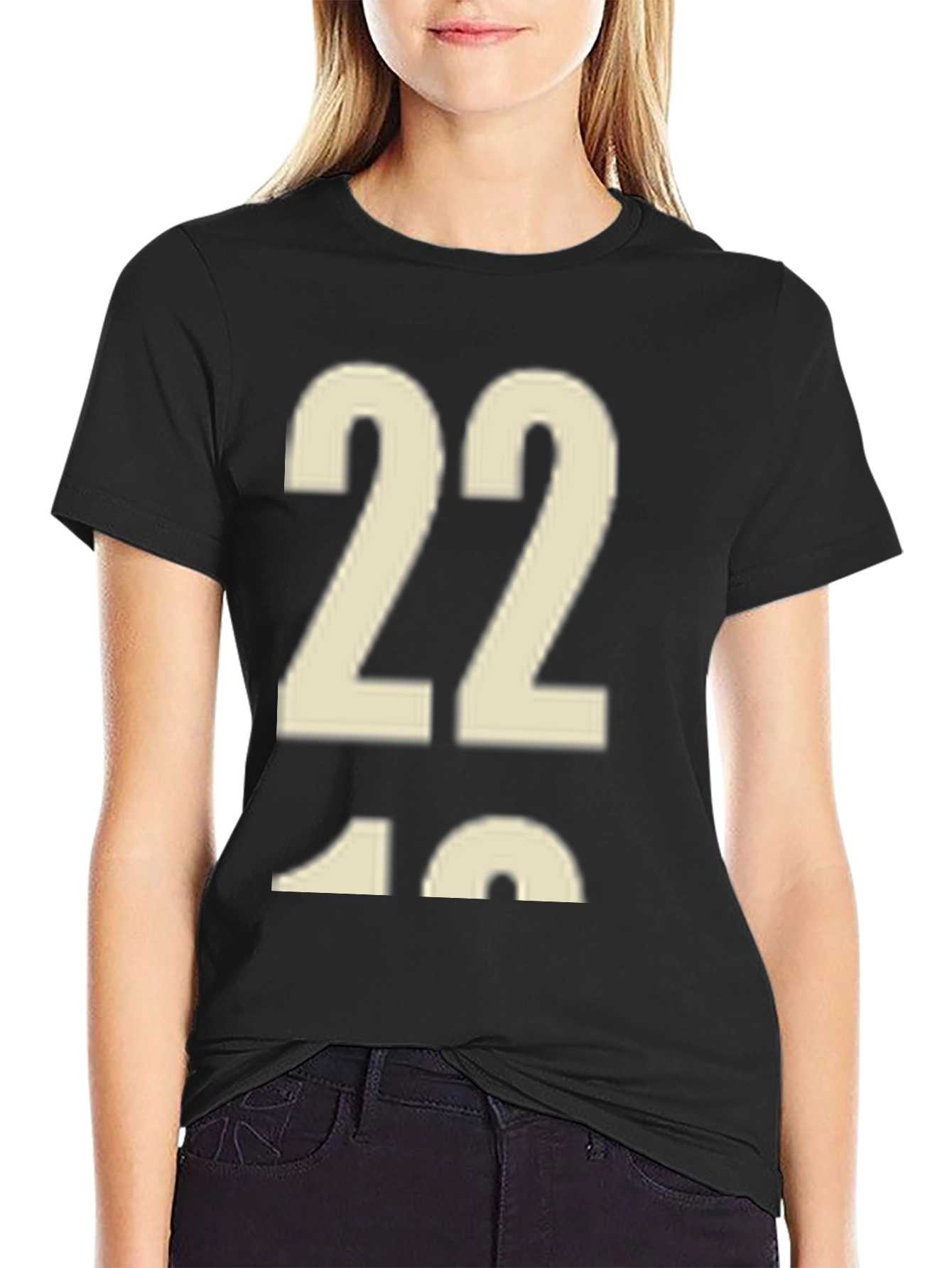 Black T-shirt with Number 22 Graphic Print