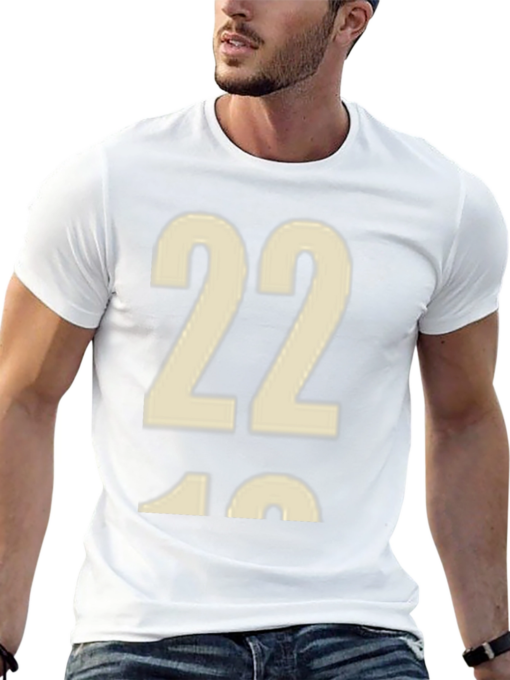 Black T-shirt with Number 22 Graphic Print