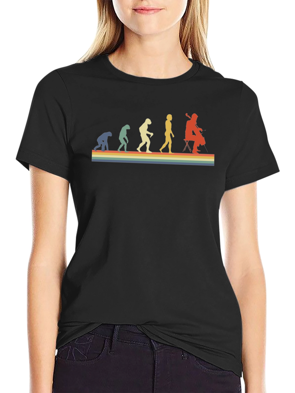Retro Evolution of Cello Player T-Shirt