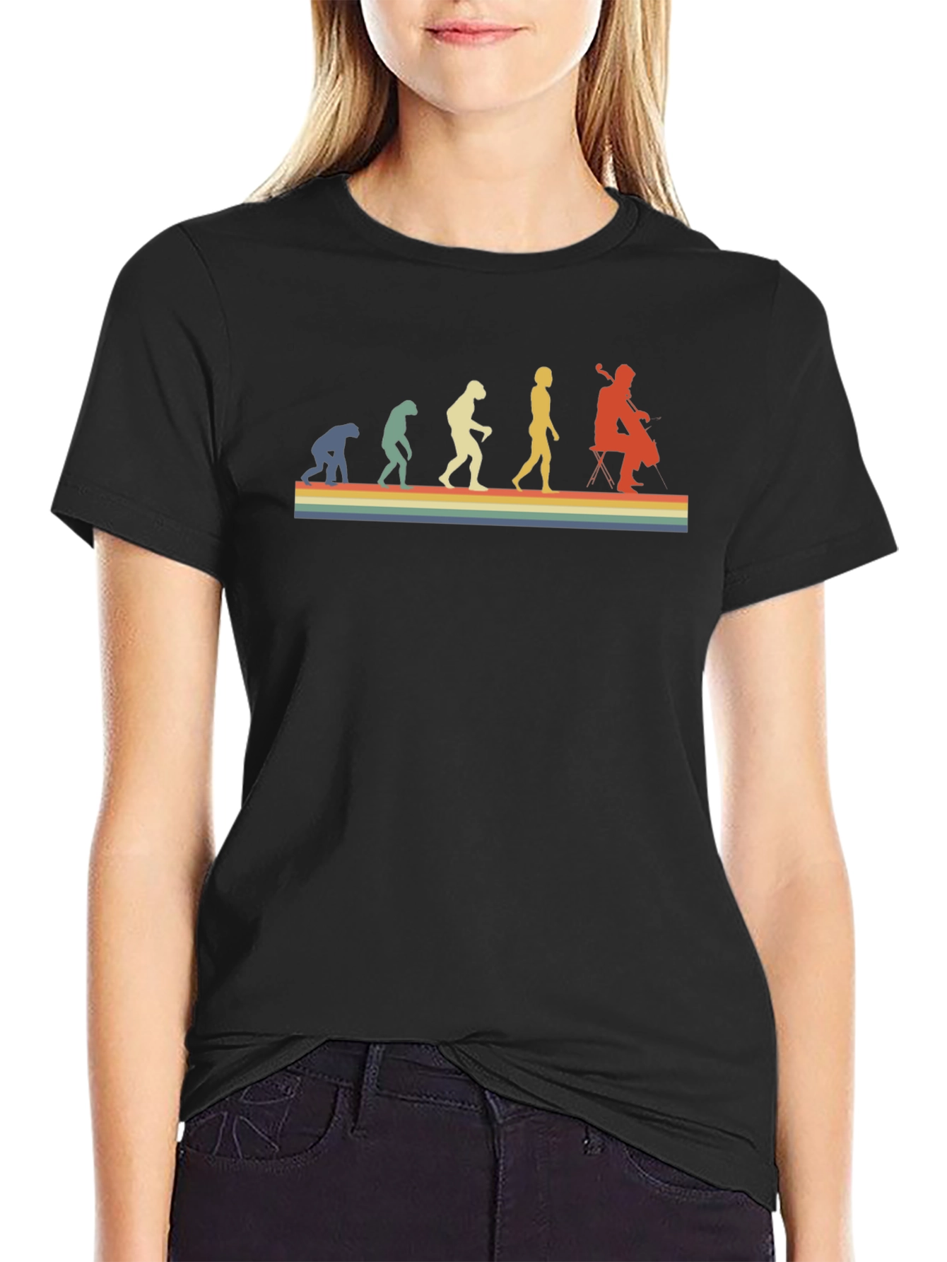 Retro Evolution of Cello Player T-Shirt