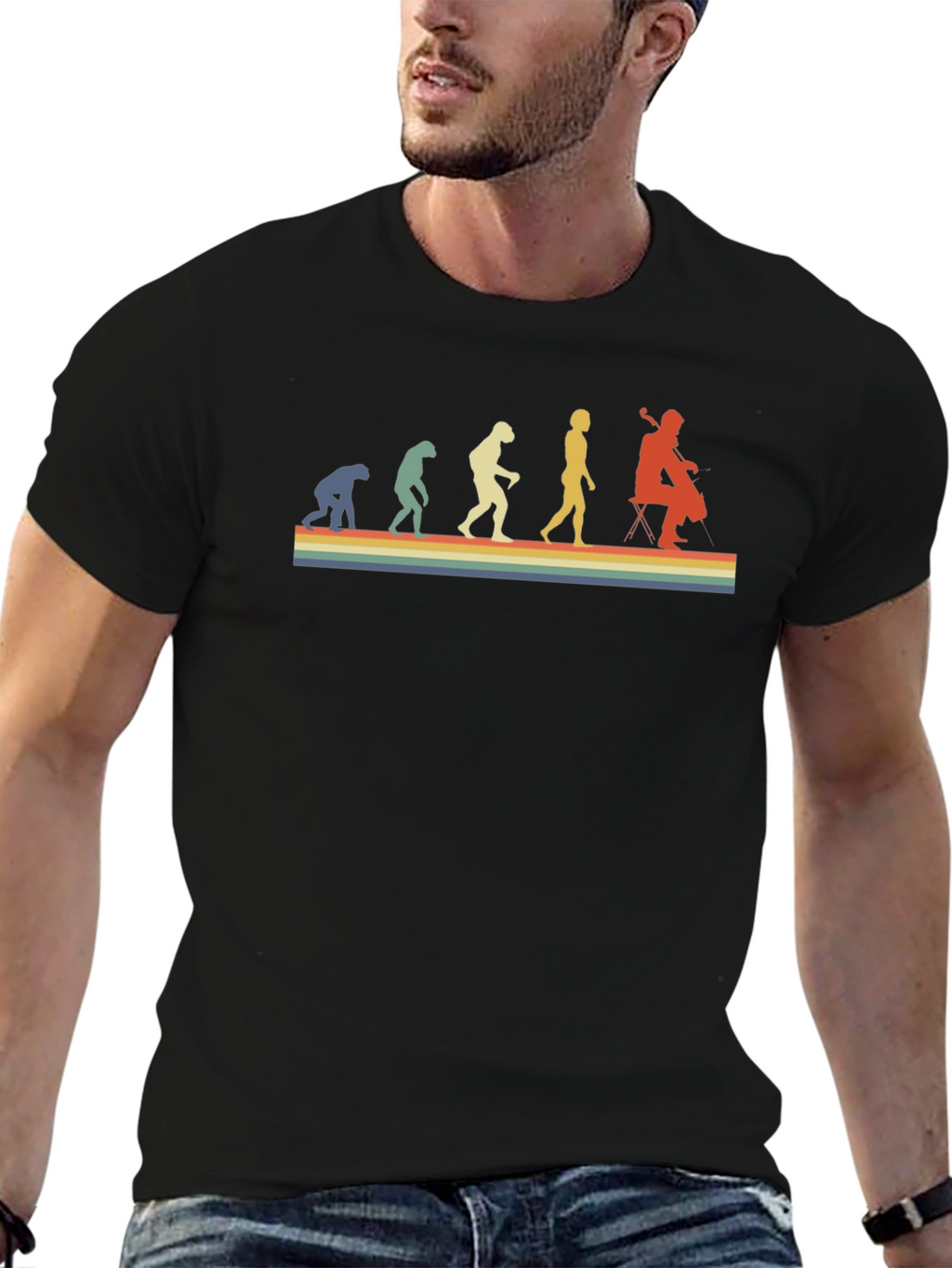 Retro Evolution of Cello Player T-Shirt