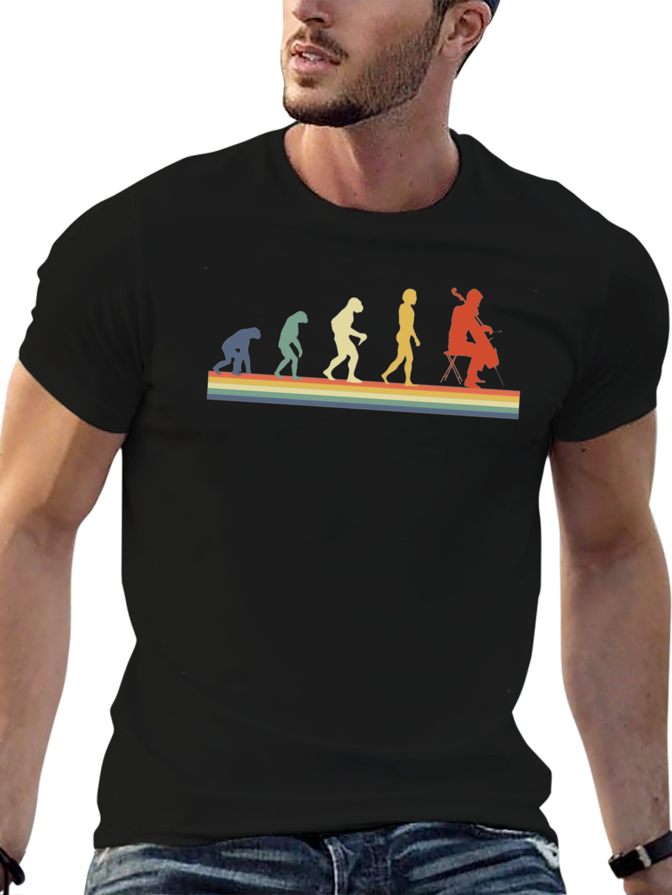 Retro Evolution of Cello Player T-Shirt