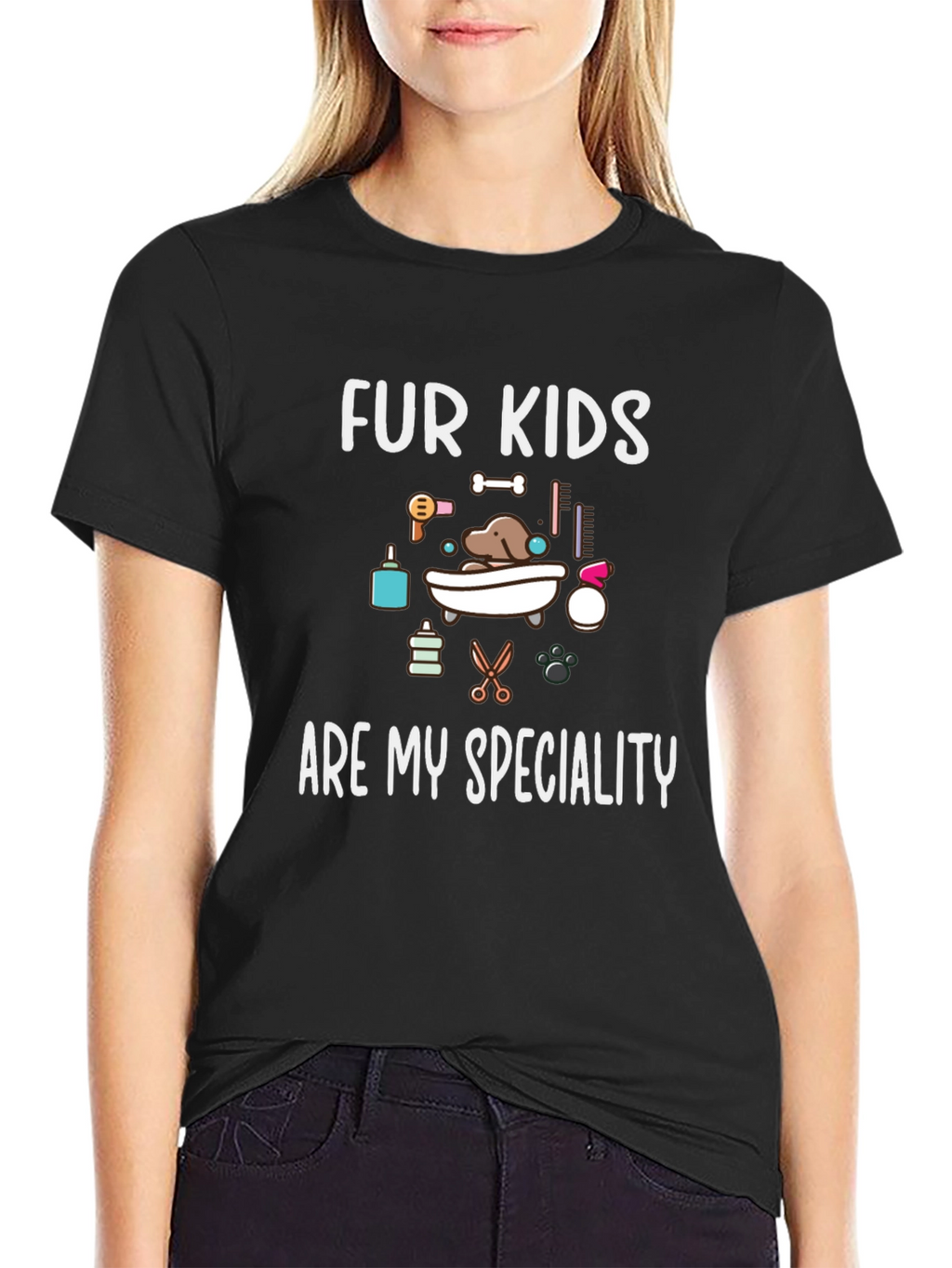 Fur Kids Are My Speciality Black T-Shirt